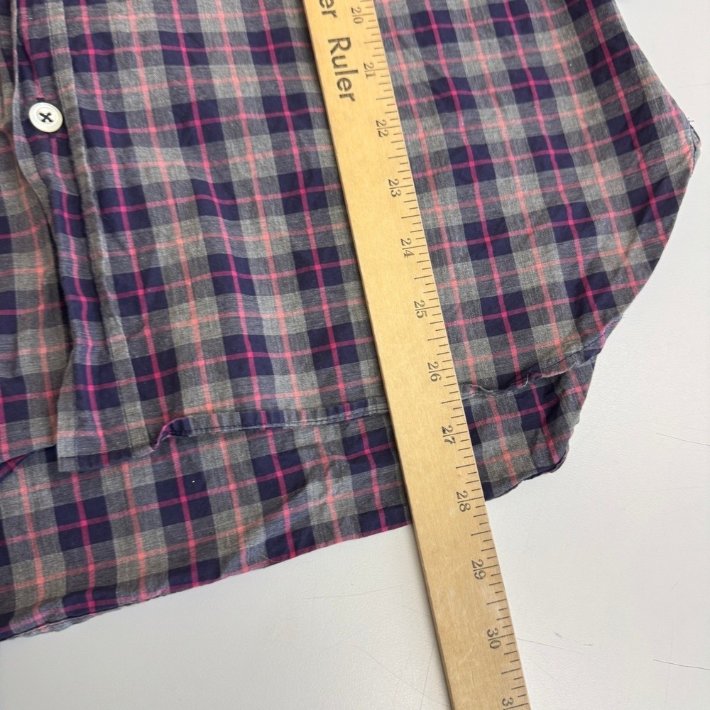 Billy Reid Shirt Mens Medium Gray Pink Plaid Button Down Preppy Designer Luxury - Picture 7 of 8